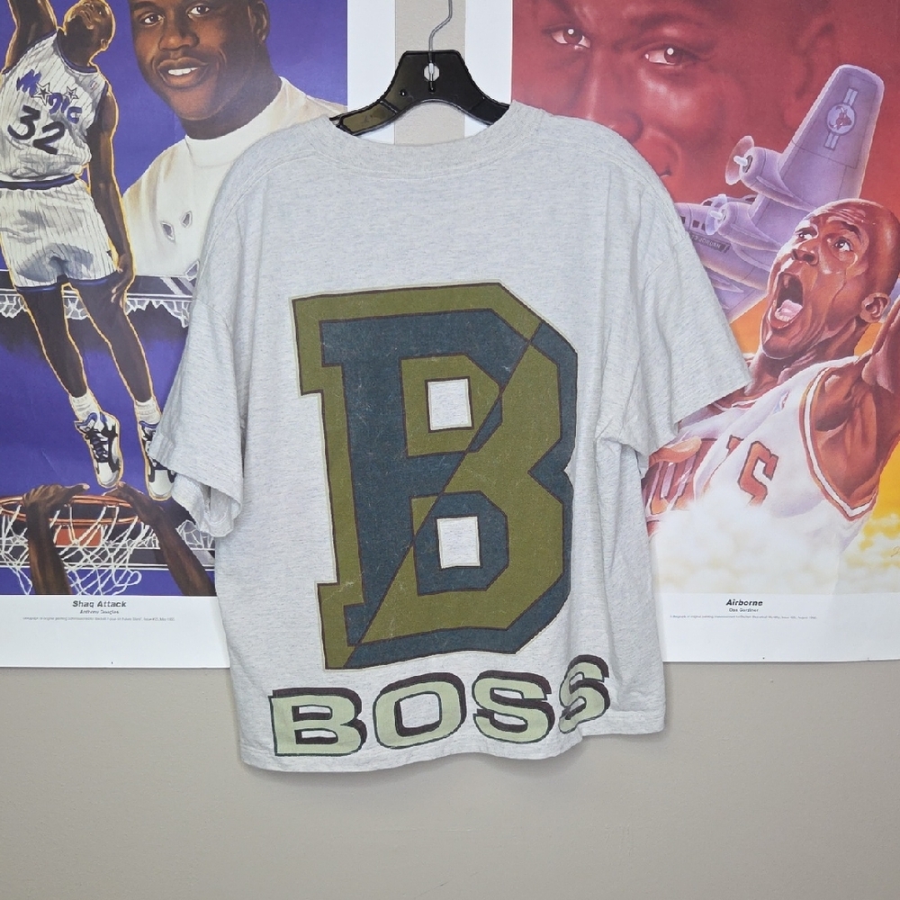 Vintage BOSS Crop Tee Light Gray Short Sleeve Tee